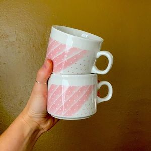 Vintage pair of Churchill pink shades mugs
